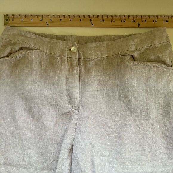 Chicos Linen Pants Beige Elastic Pockets Size 10 Coastal Classic Beach Capsule - Picture 7 of 9